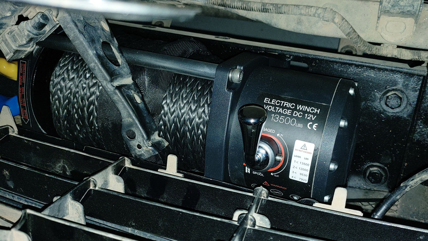 Winch delantero en un 4x4.